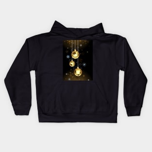 Gold Christmas baubles Kids Hoodie